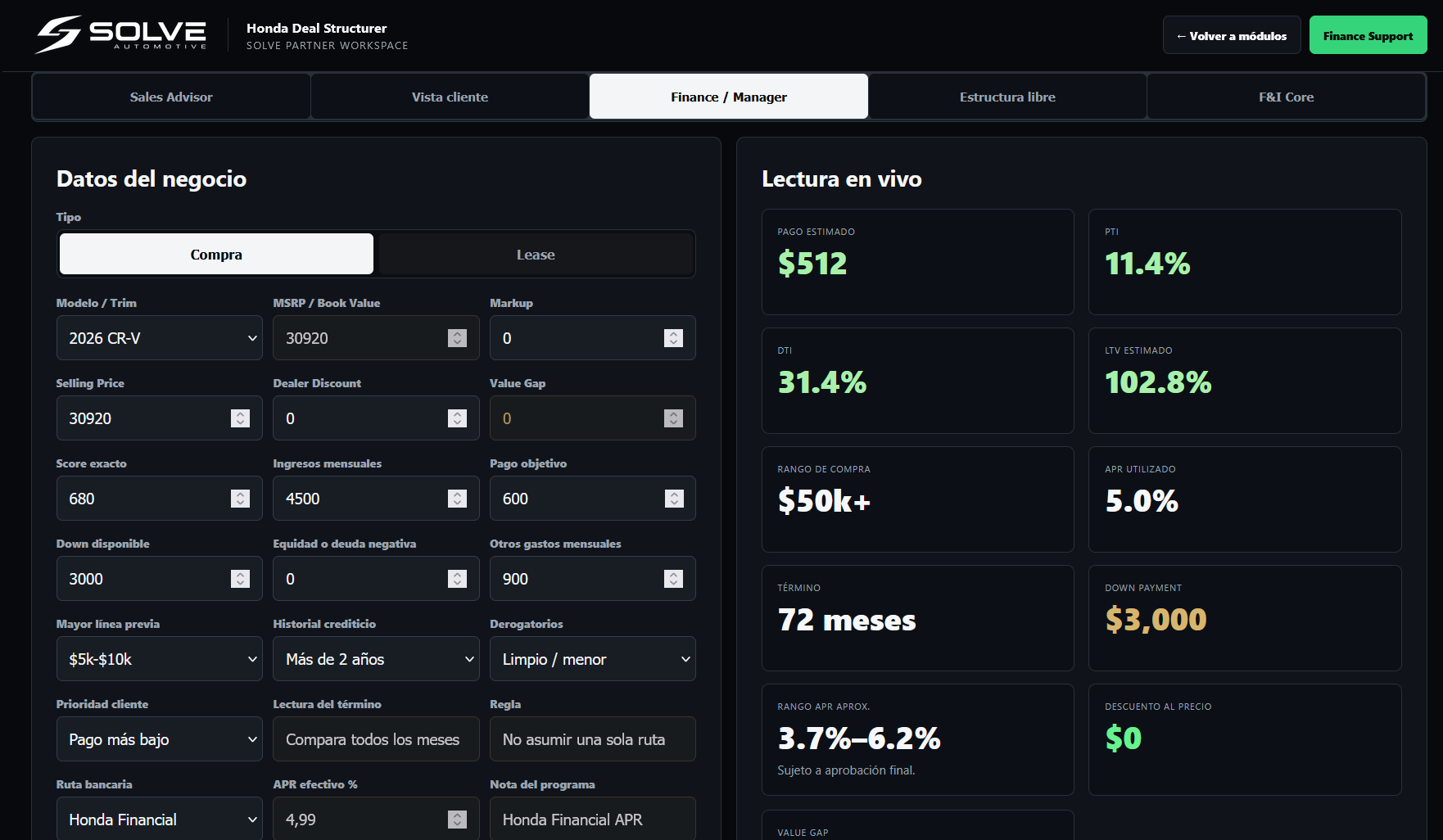 SOLVE offer review interface